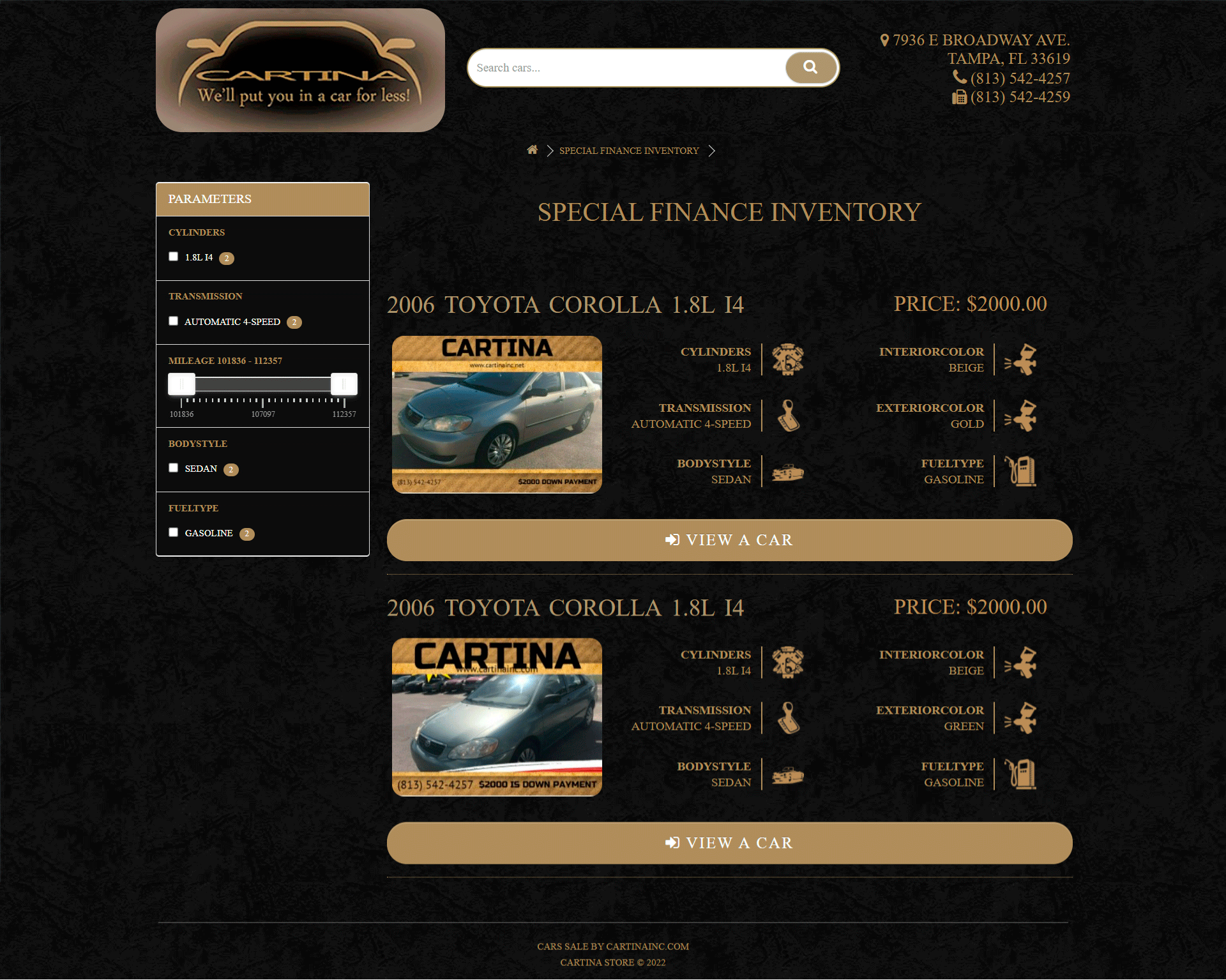 Портфоліо сайта cartinainc-com catalog-page